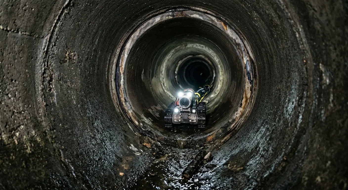 Robotic sewer camera inspecting pipe interior for Sewer Line Repair in Fulshear